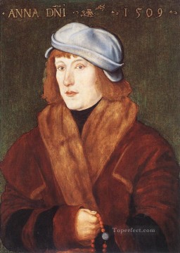  rosa Lienzo - Retrato de un joven con un rosario pintor renacentista Hans Baldung